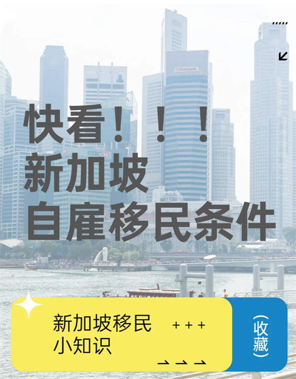 快看！！新加坡自雇移民条件
