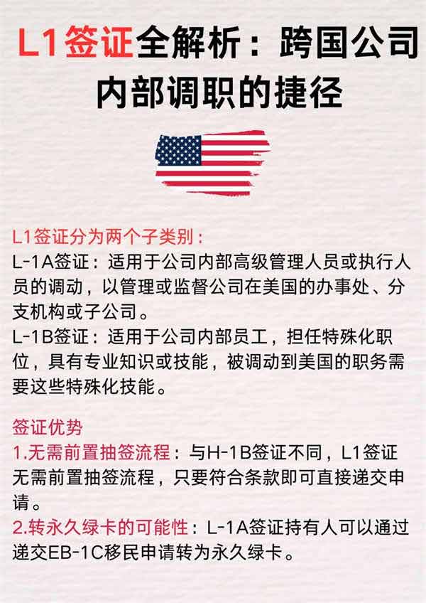 美国L1签证全解析：跨国公司内部调职的捷径