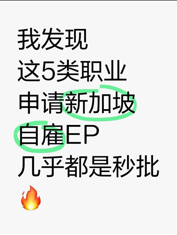 发现这5类职业申请新加坡自雇EP几乎都是秒批