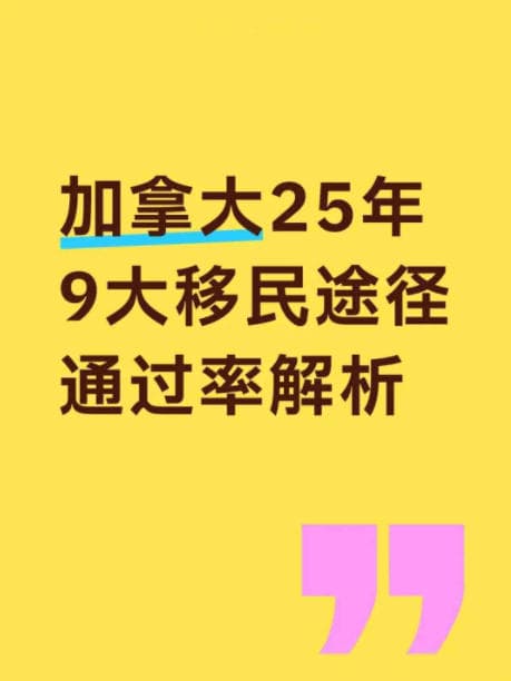 加拿大2025年9大移民途径通过率解析