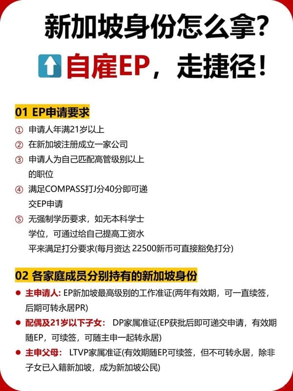 新加坡EP一人申请三代同行! 新加坡EP一人申请三代同行!